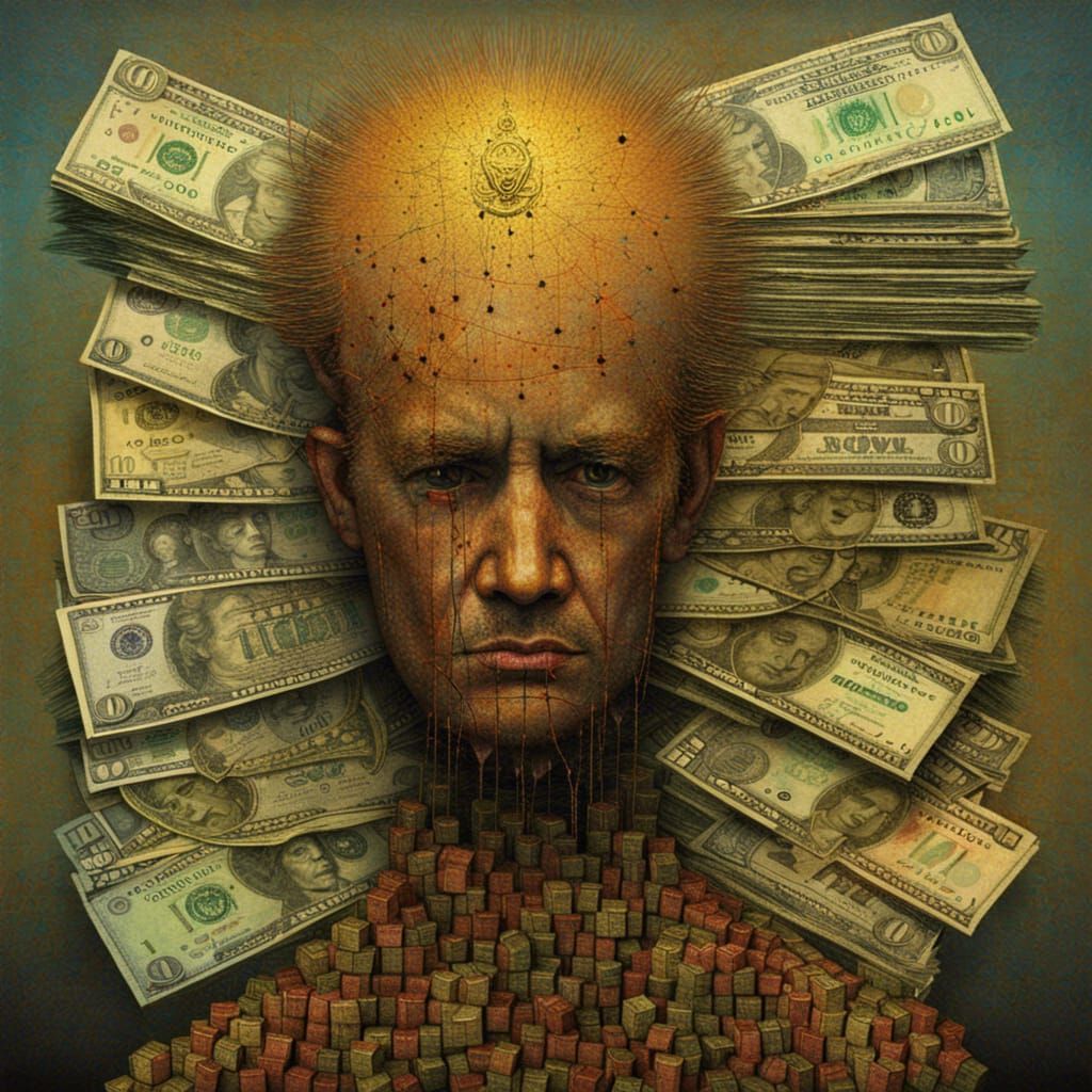 Money in Surrealist Abstract Style