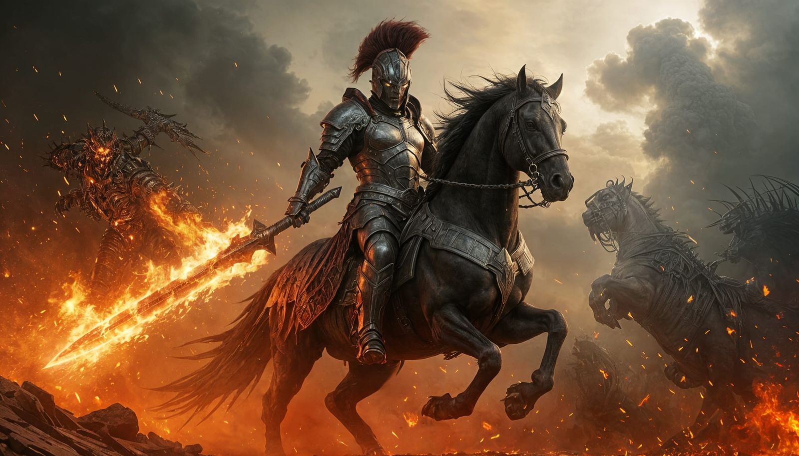 Heavily Armored Warrior of Conflict in Ethereal Fantasy