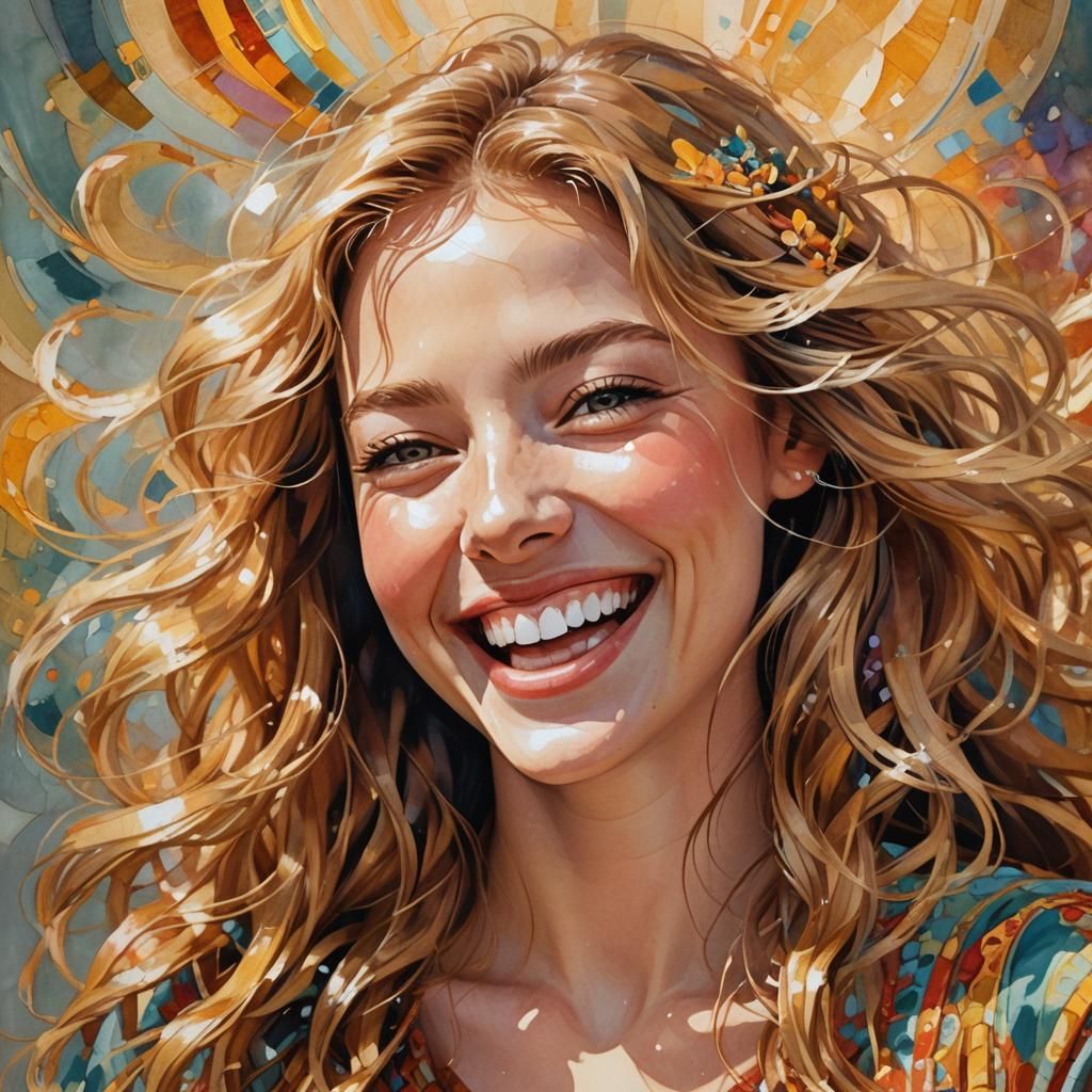 Radiant Laughing Girl with Gleaming Smile