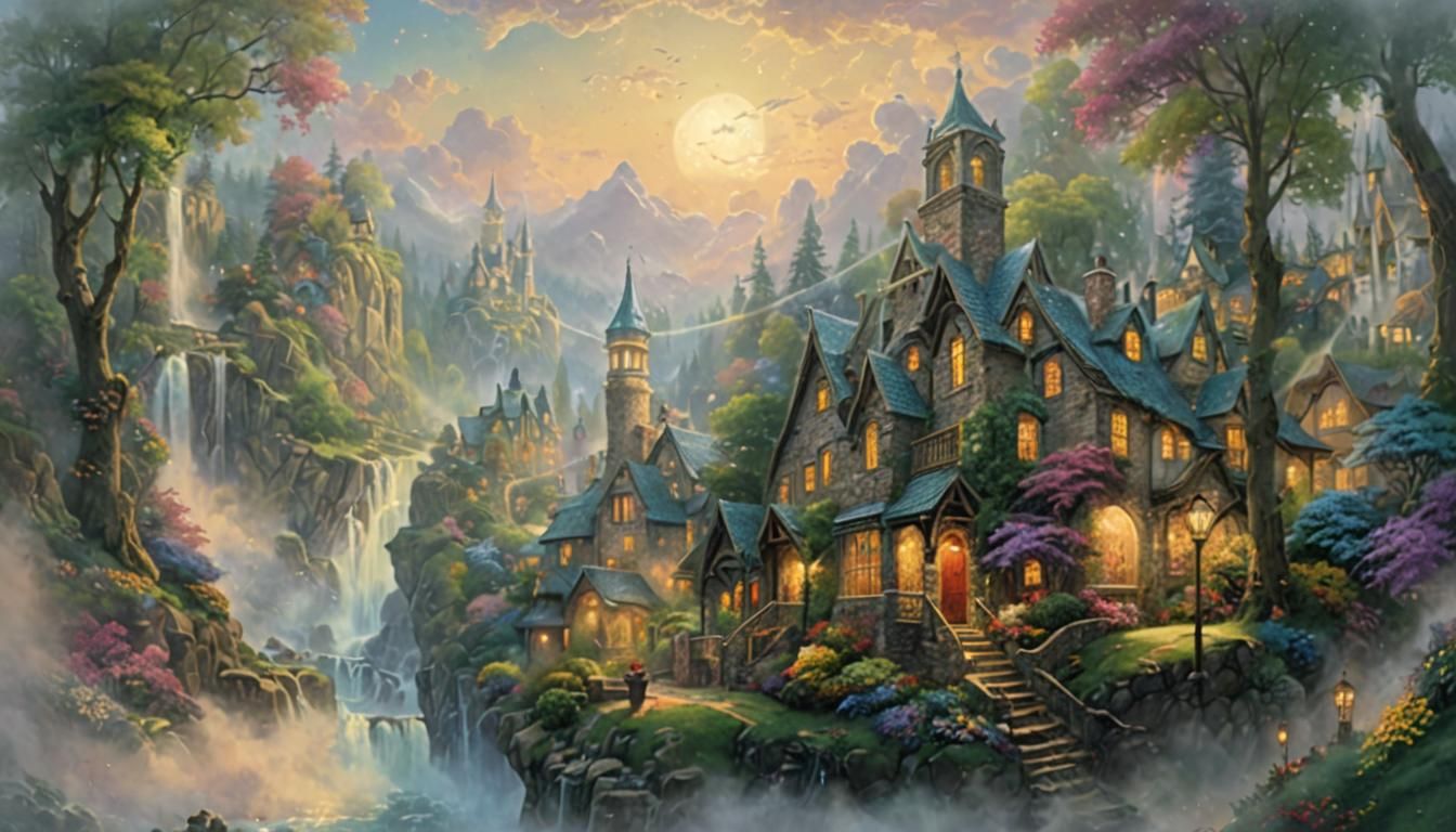 Ethereal Fantasy Scene in Mist