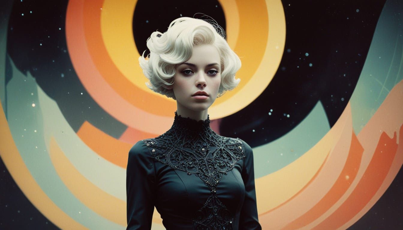 Elegant Quantum Portrait in Abstract Art Nouveau Style