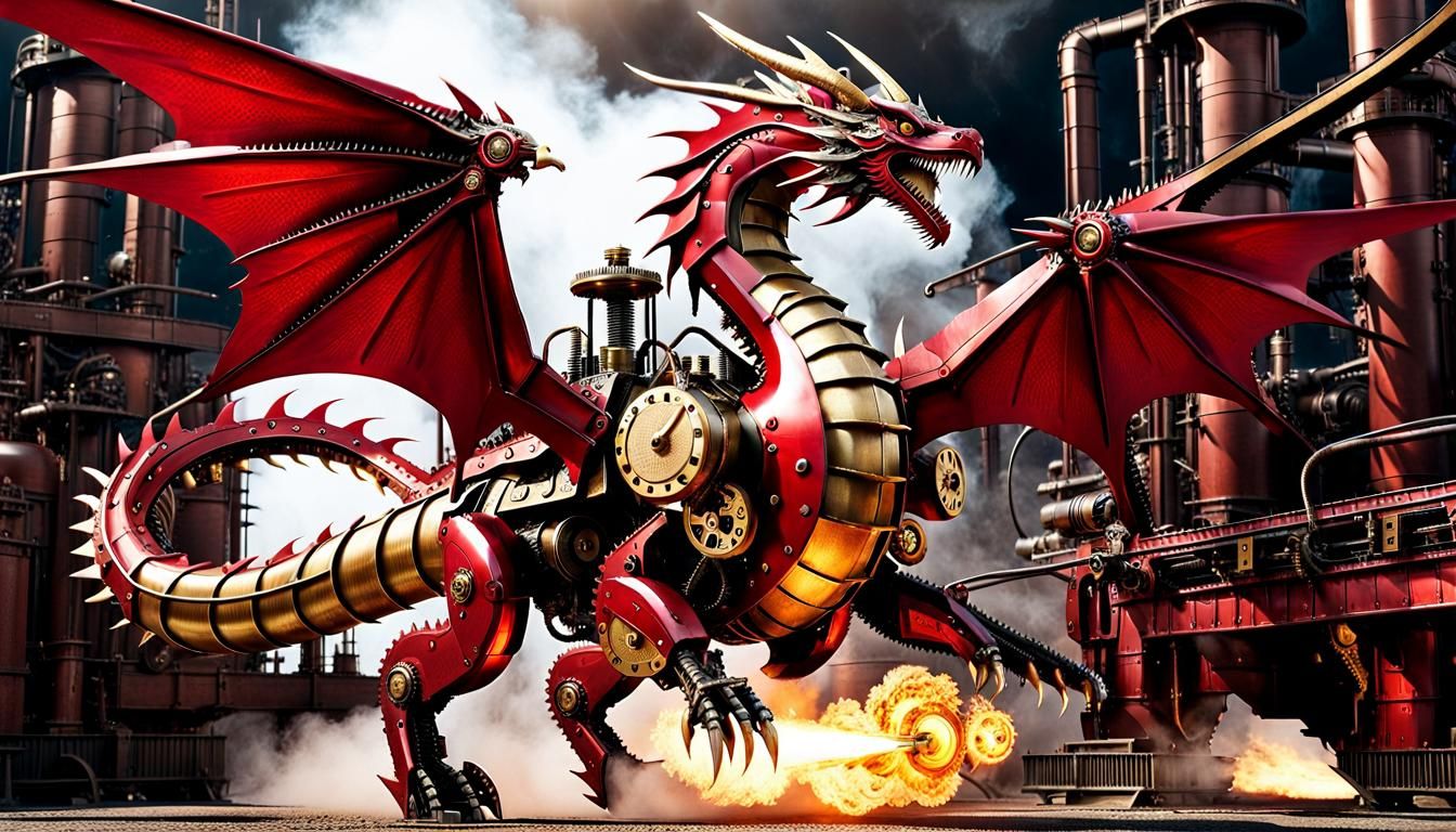 Clockwork Dragon with Steampunk Elements