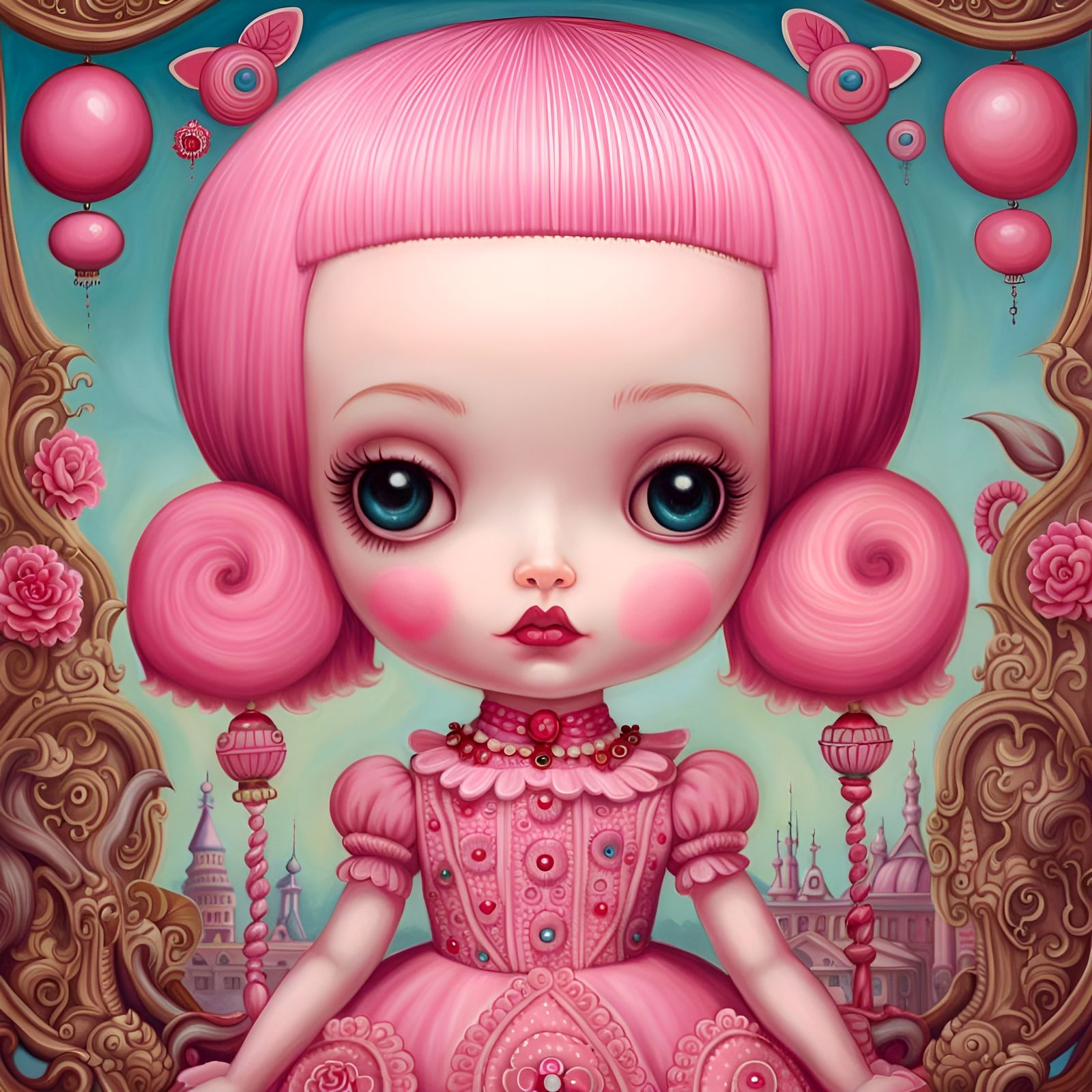 The Pink Doll (pop surrealism / lowbrow art) – Mark Ryden Homage