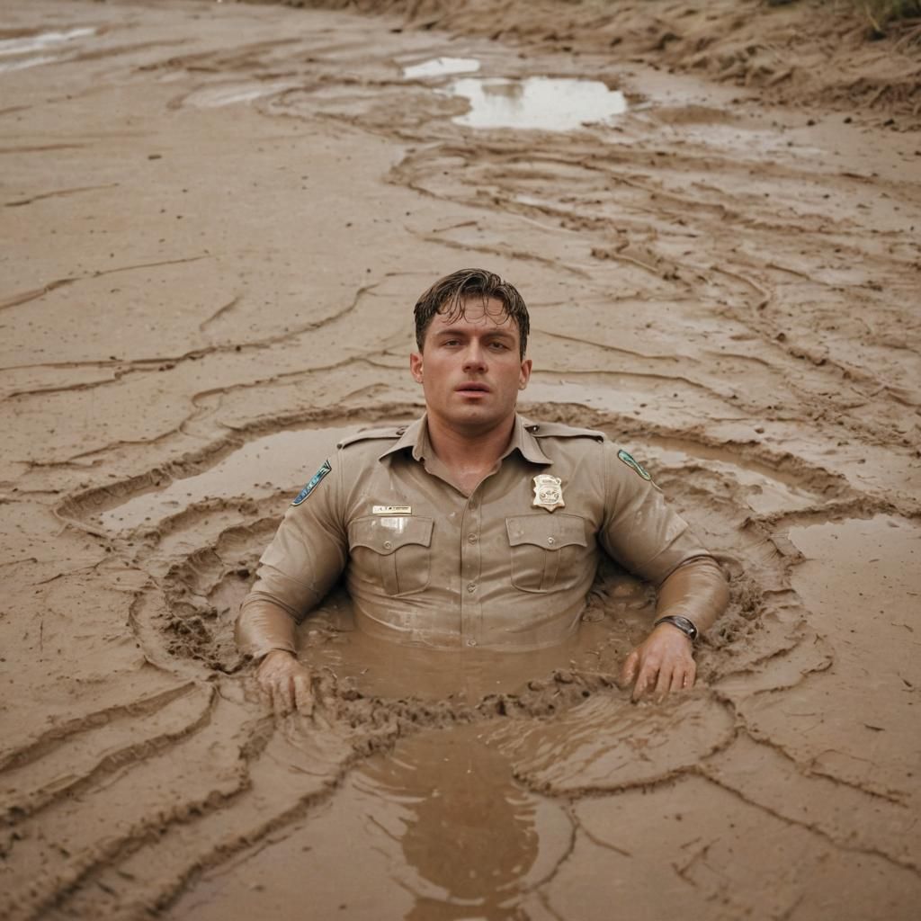 Hot Cop Sinking: Cinematic Quicksand Film Still