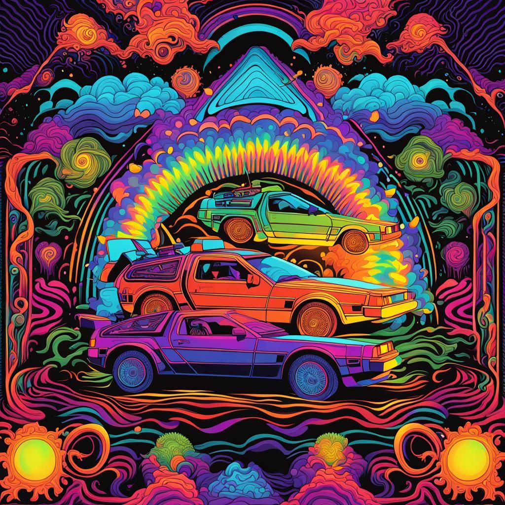 Psychedelic Back to the Future Pizza Blacklight Poster
