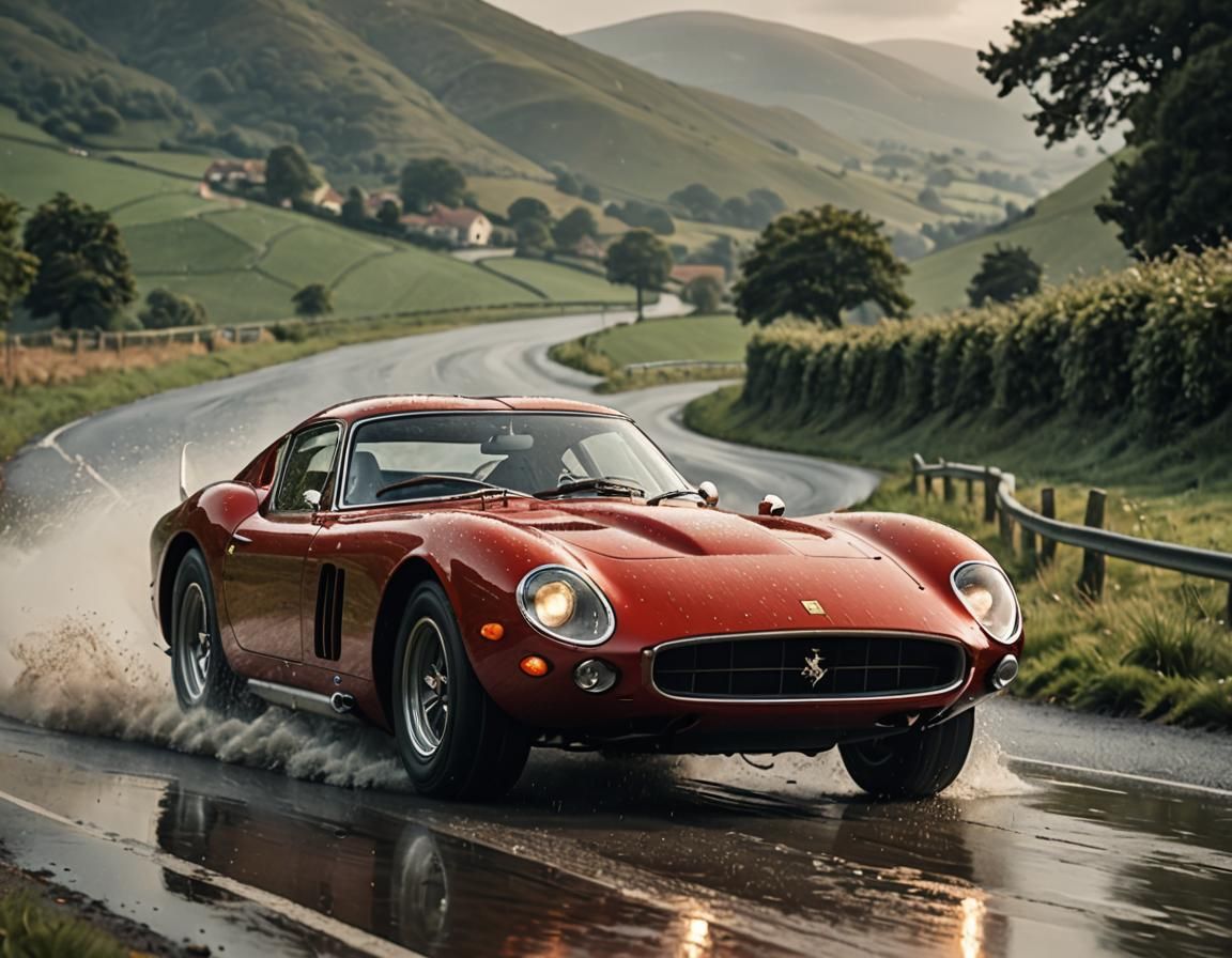 Ferrari 250 GTO Races Through English Countryside