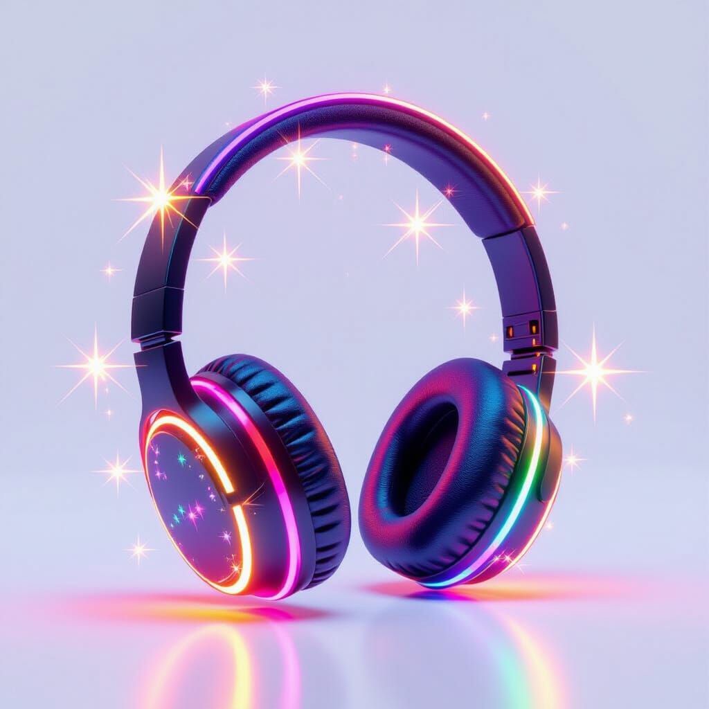 Rainbow Headphones in Neon Style