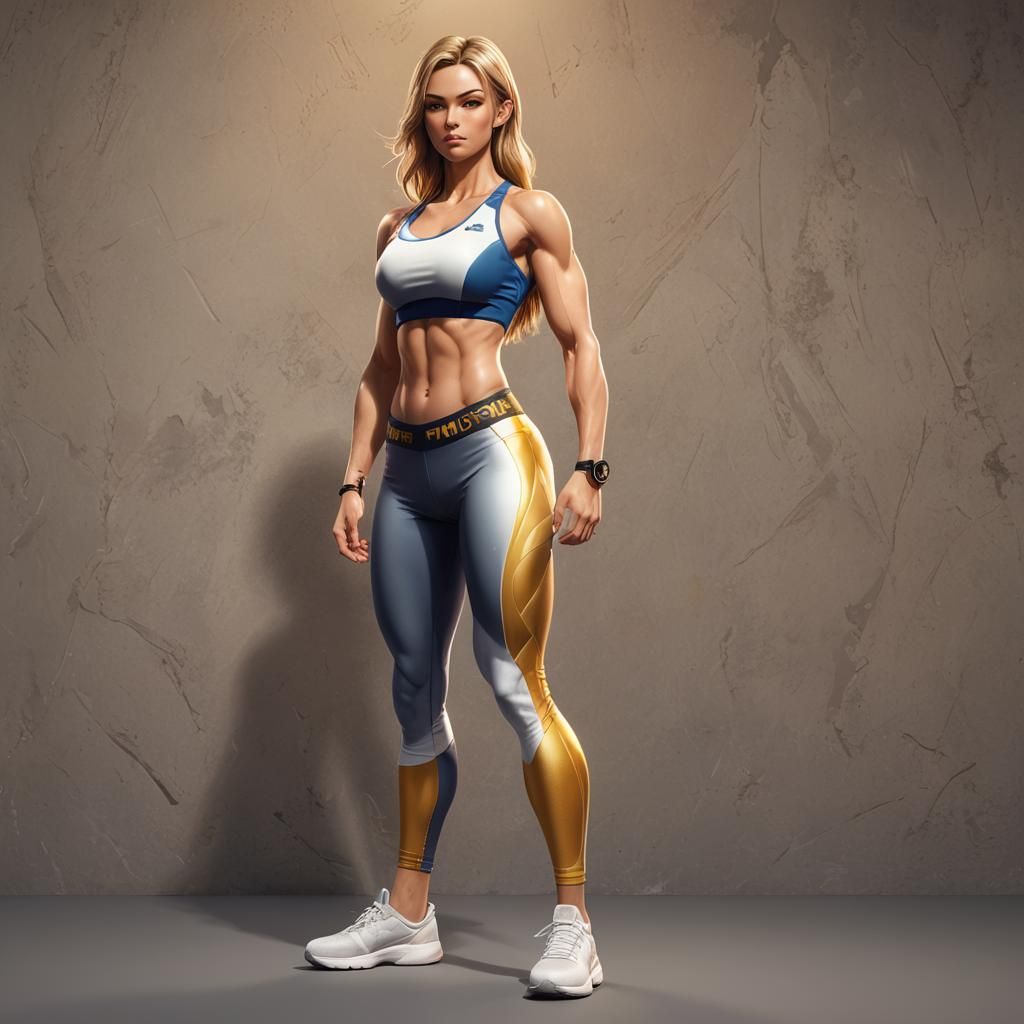Russian Fitness Model in Anime 3D Art Style