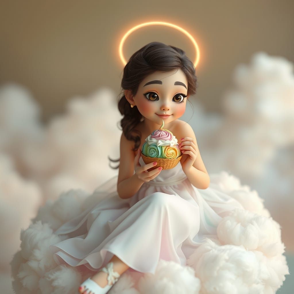 Ethereal Beauty Savoring Heavenly Delight in Whimsical Cloud...