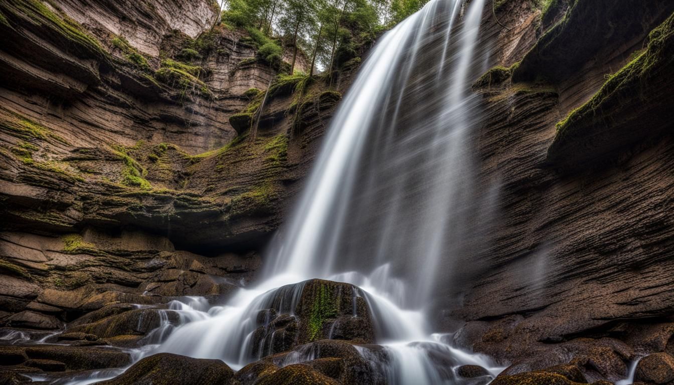 Waterfall Base View: Upward Gaze