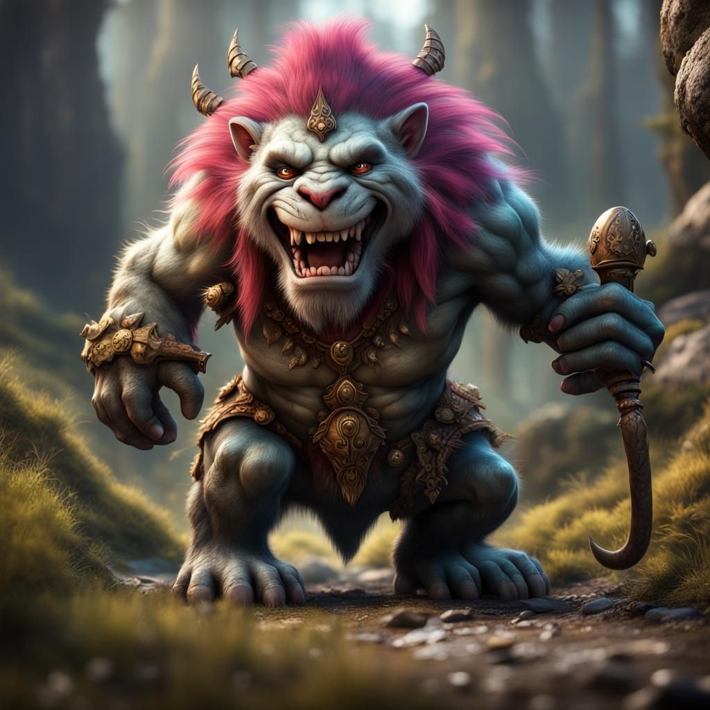 Hyperrealistic Trolls as Sabertooth in Detailed Matte Painti...