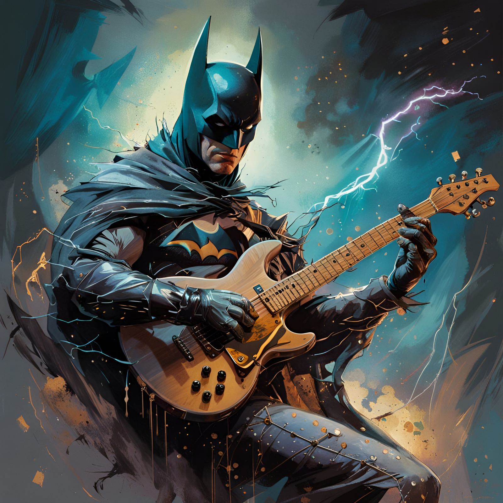 Batman Rocks Out: A Pin-Up Portrait