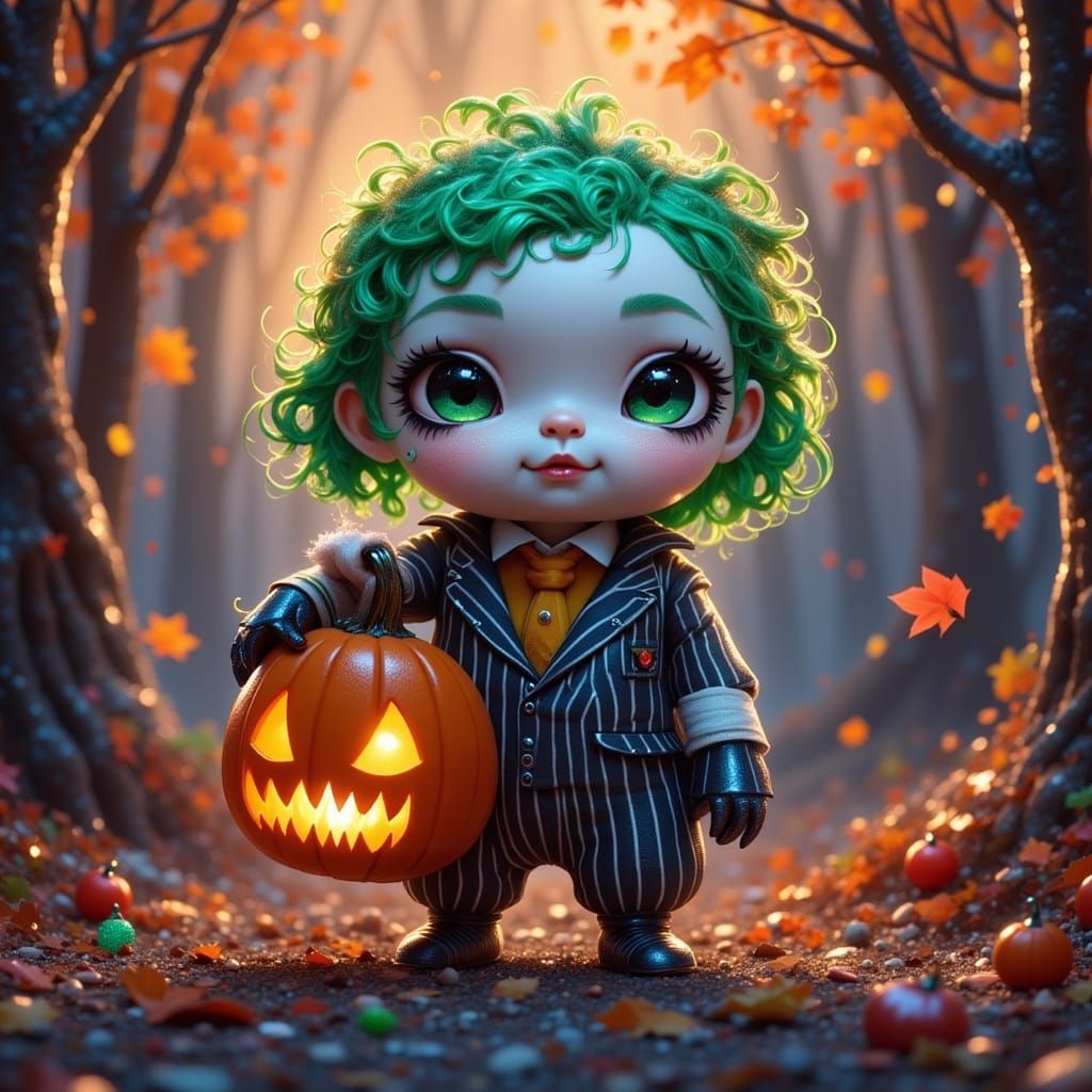 Chibi Penguin Dressed as Beetlejuice for Halloween