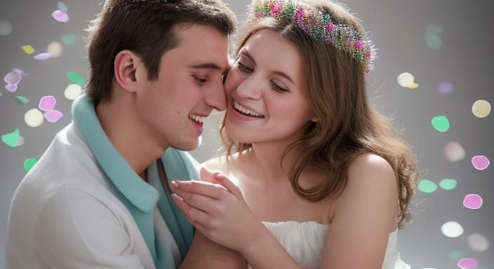 Lancé de milliers de Confettis, couple de jeune marié slavik, mignonne chapelle, magnifique journée de printemps.  color...