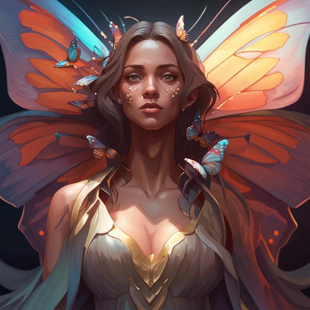 Butterfly Wings Portrait in Hyperdetailed Digital Art