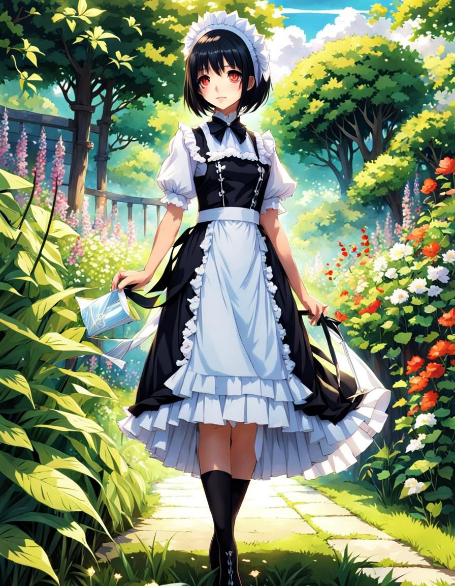 Anime Maid in Fantasy Garden