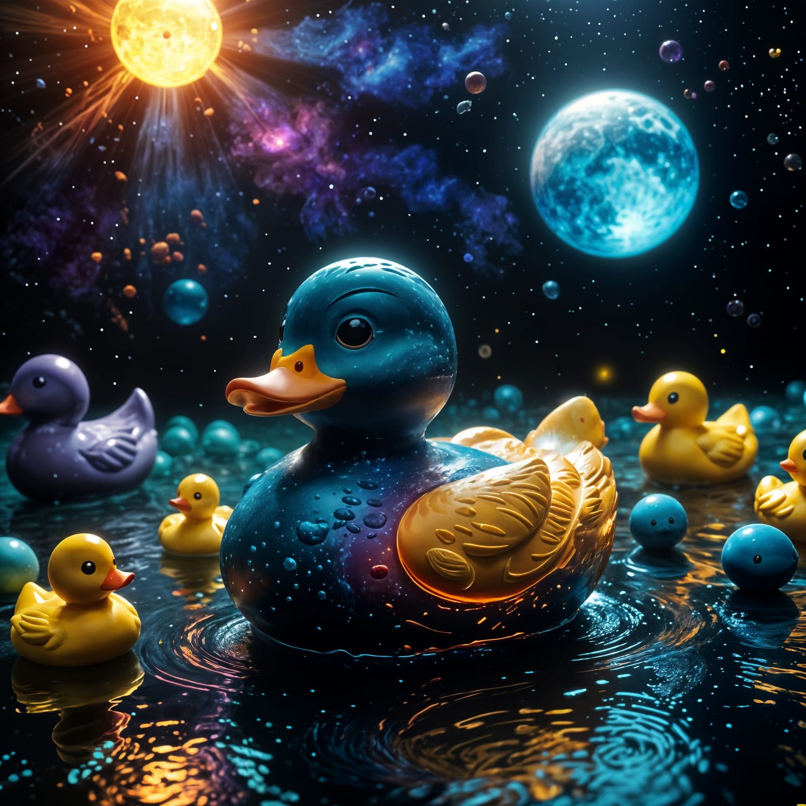 Cosmic Rubber Duck in Volumetric Light
