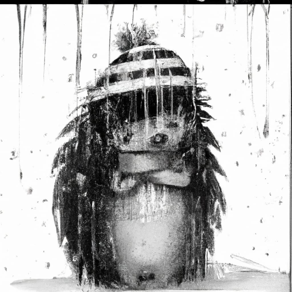 Freezing Hedgehog in Winter Snowscape: Watercolor Art