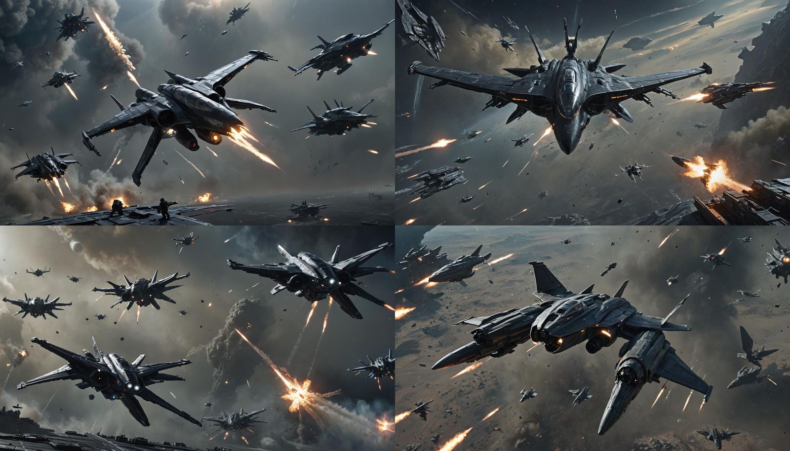 Epic Space Battle: Human Starfighters Versus Alien Warships