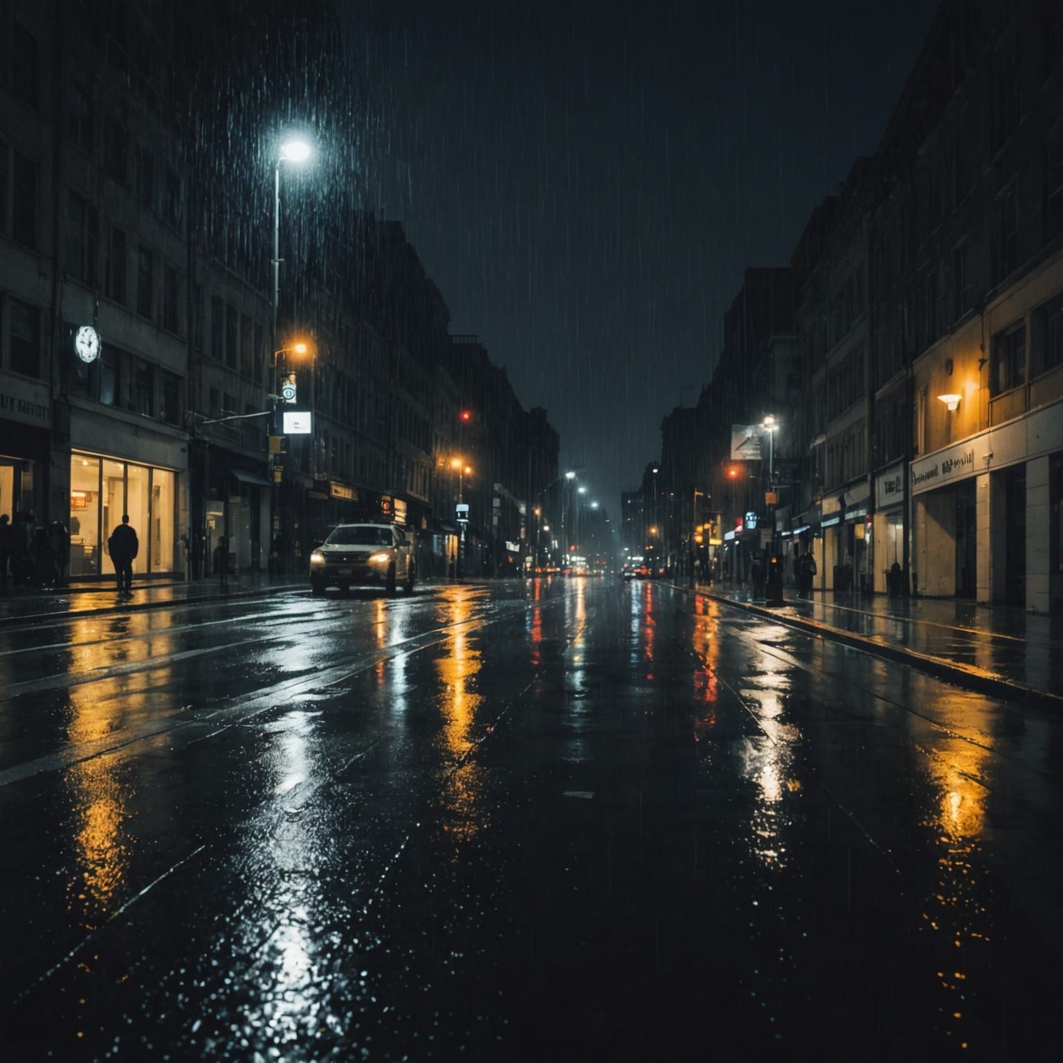 Night Rain Generated by AI