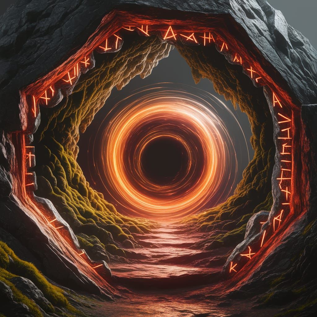 Incandescent Portal Framed by Glowing Runes