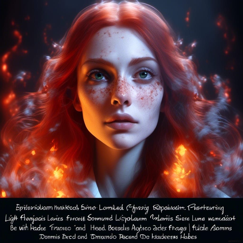 <lora:prettygirl:1.0> long red hair freckles light glowing s...