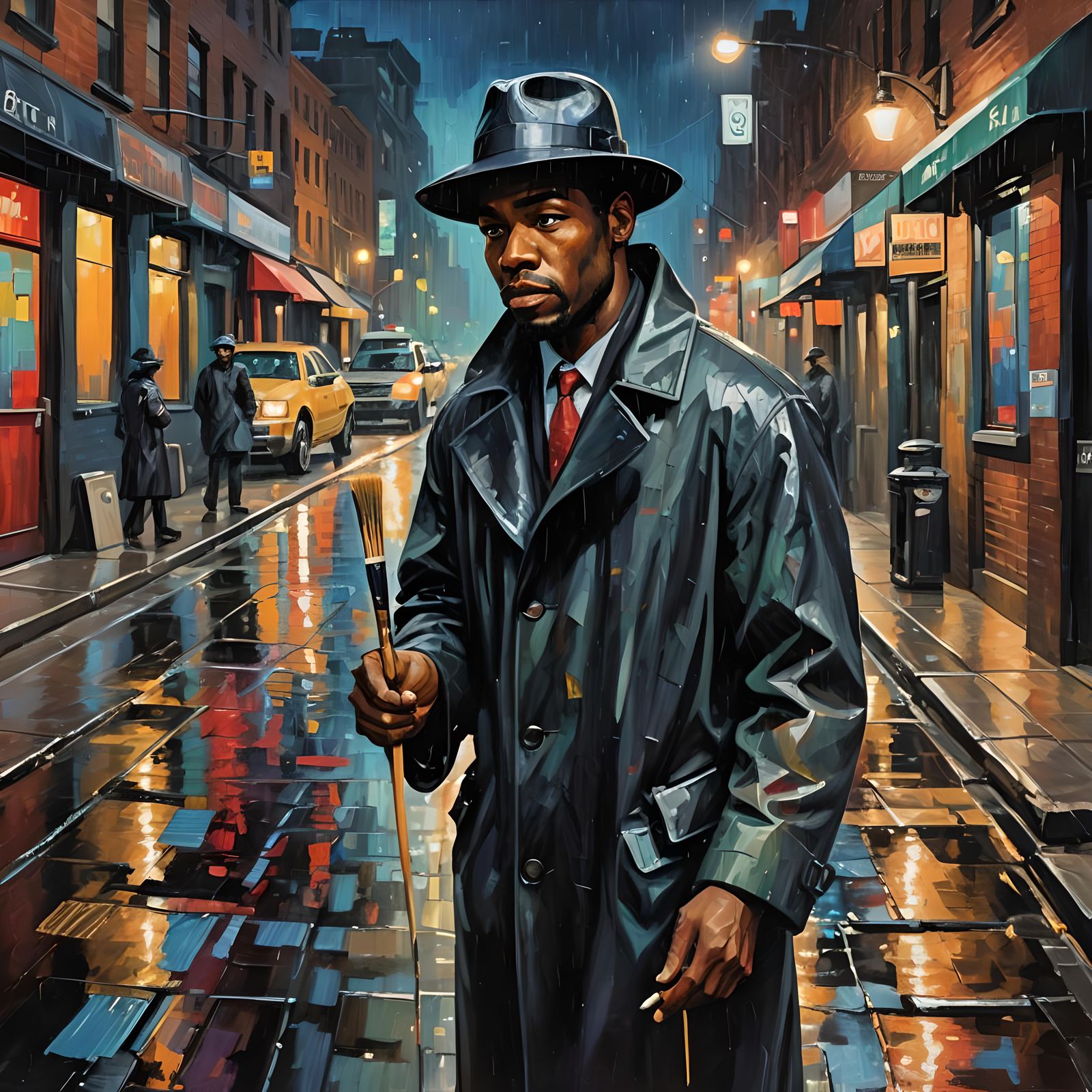 Man Paints Himself: Expressionist Oil Painting