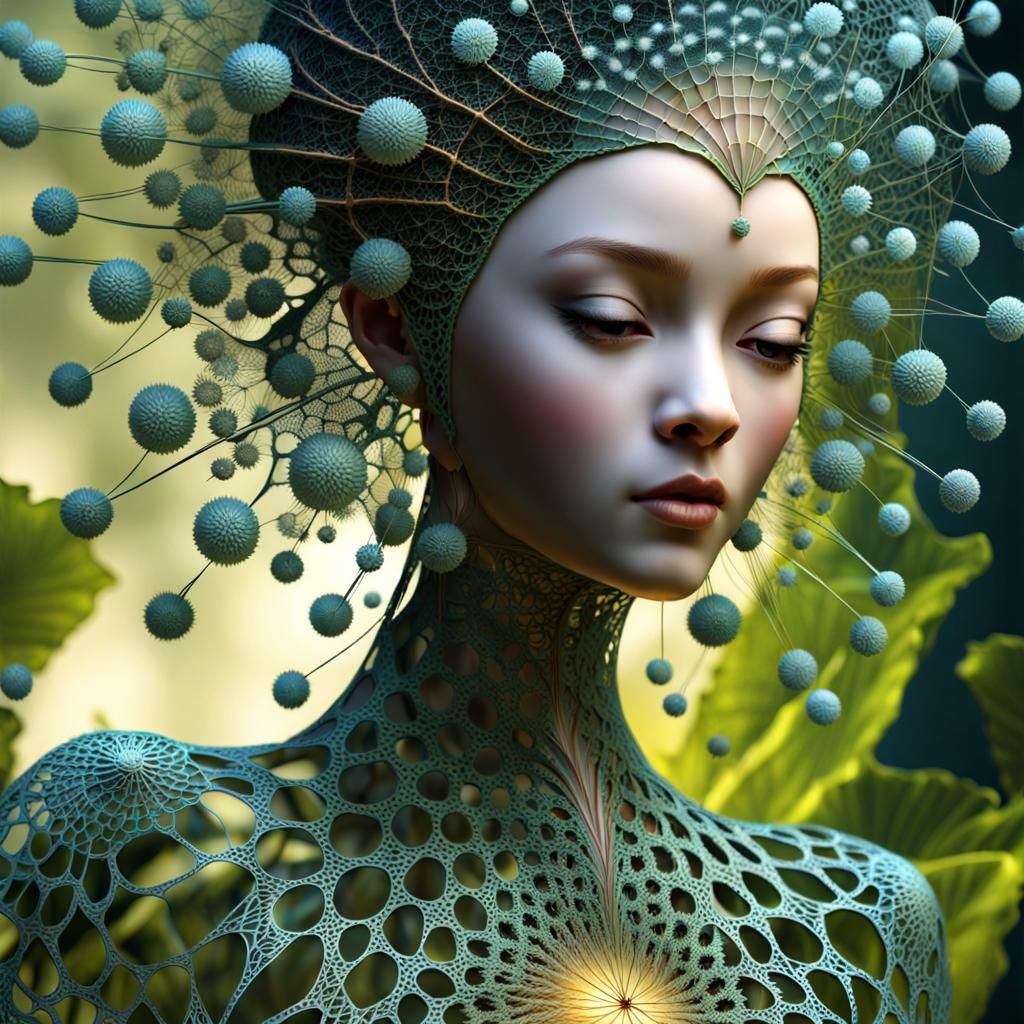 Ecstatic Newborn in Fractal Jungle, Ethereal Lace