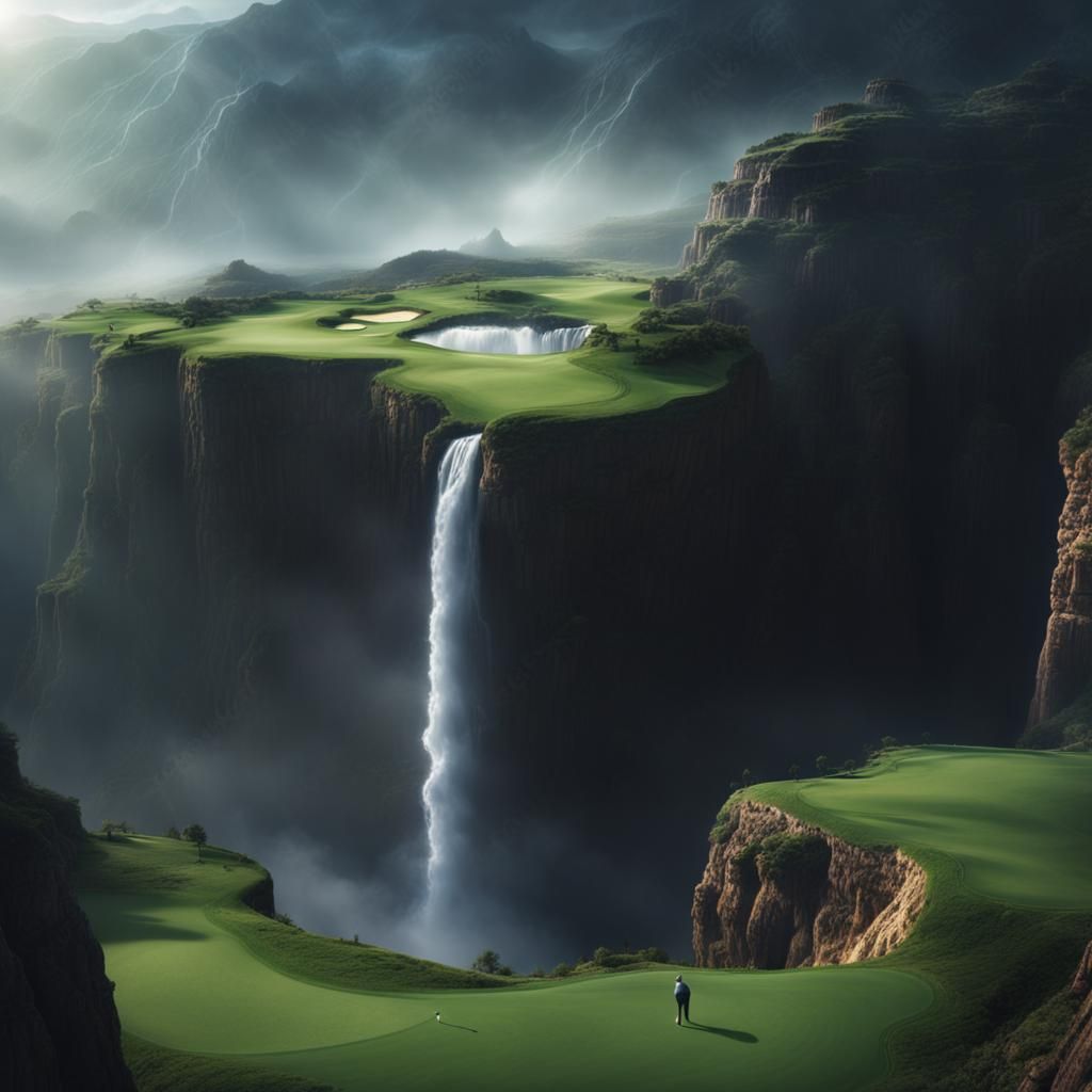 Spectacular Cliffside Golf Course with Waterfalls