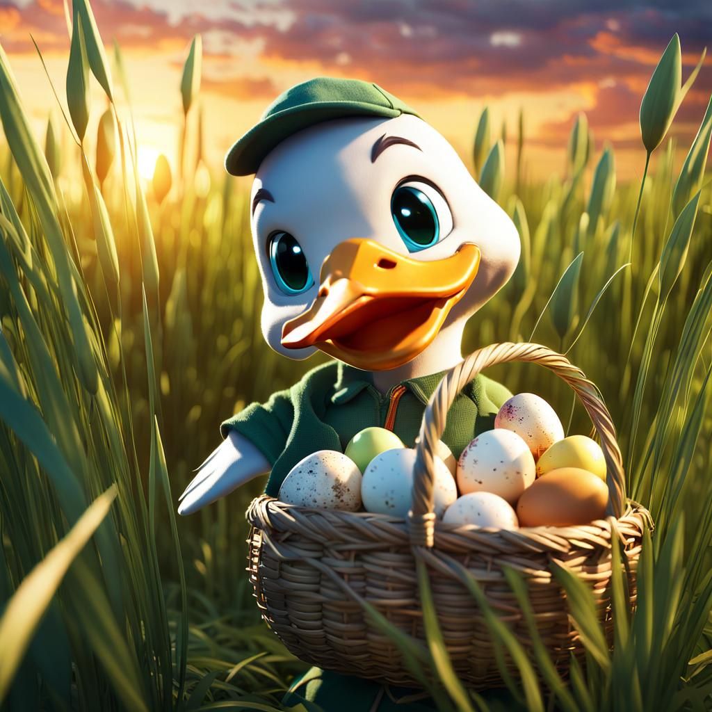 Adventure Duckling Portrait in Detailed CGI Style