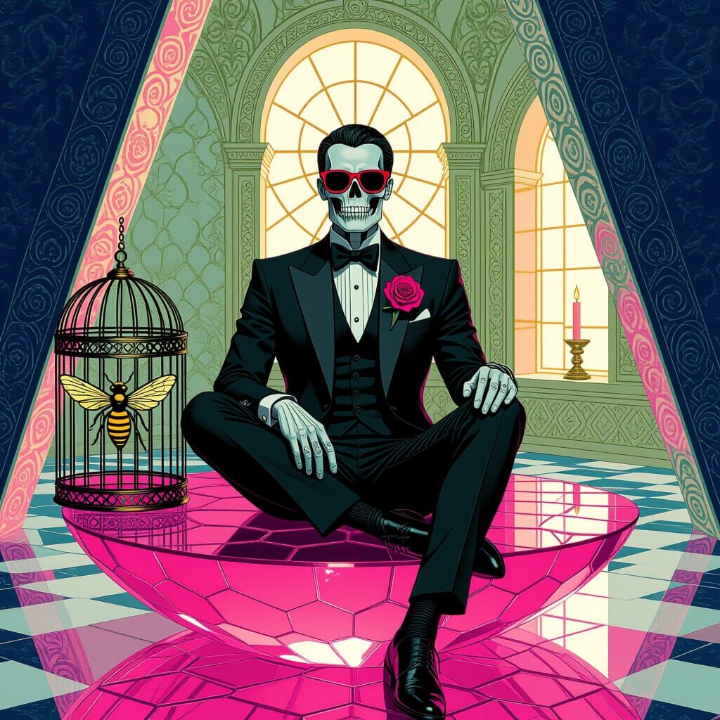 Honeybee Demon in Surreal Magick Mirror Scene