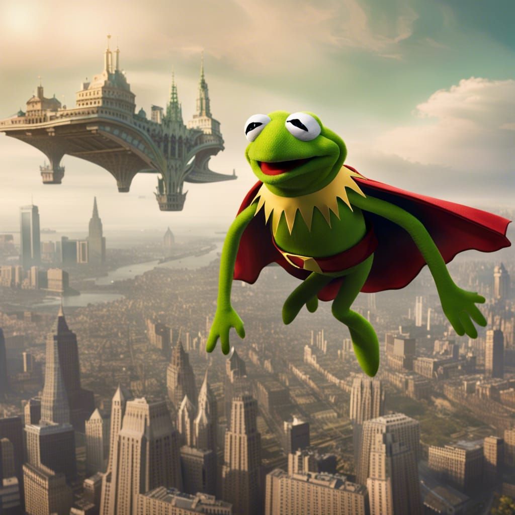 Kermit the Frog Soars Above City