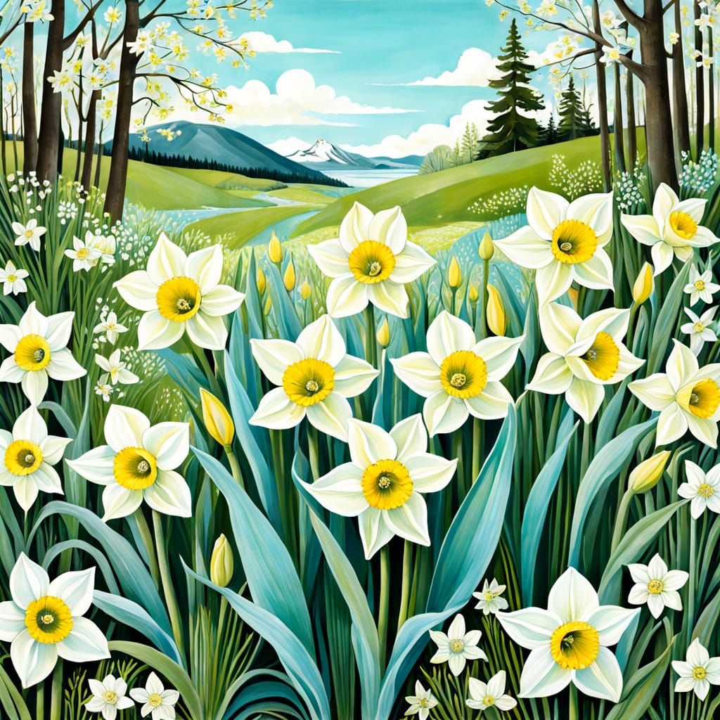 Daffodils in Scandinavian Spring Bloom
