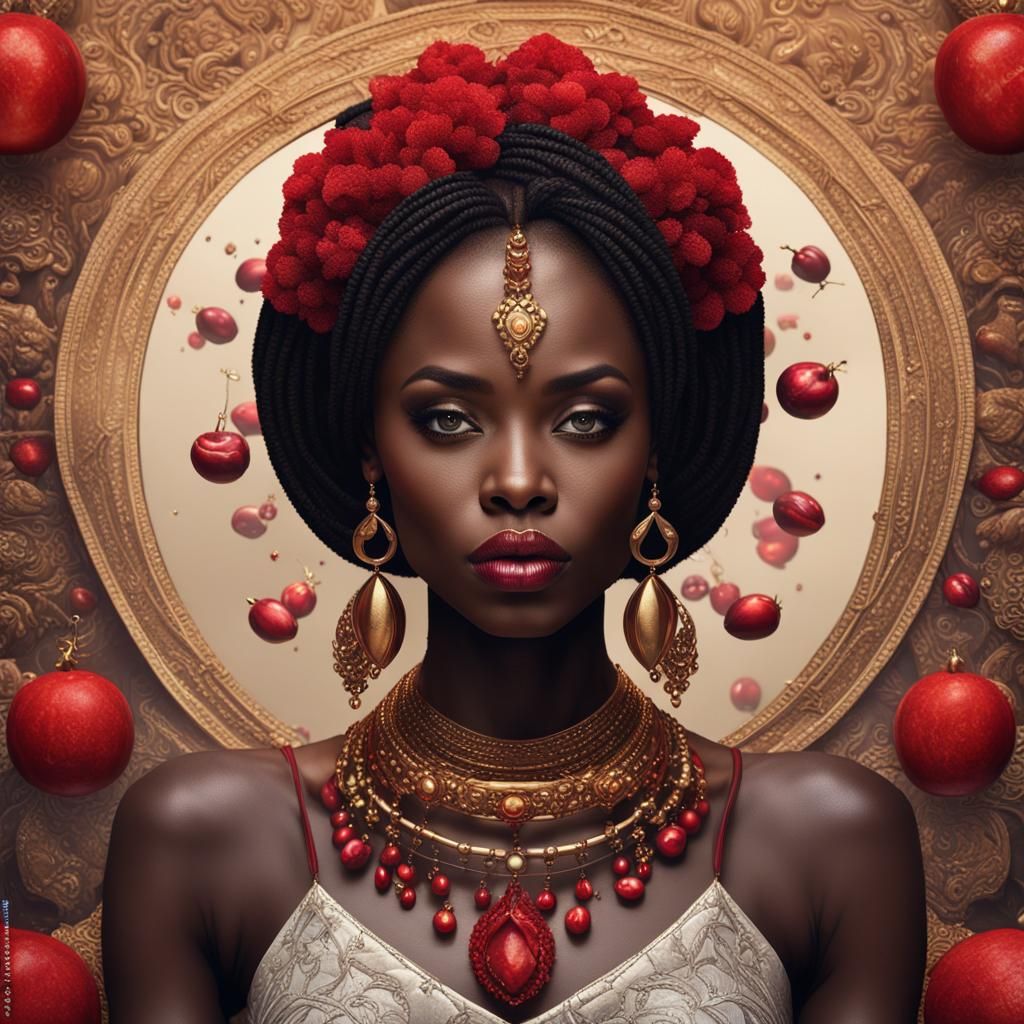 Beautiful African Woman with Six Pack Abs in 3D Rendering