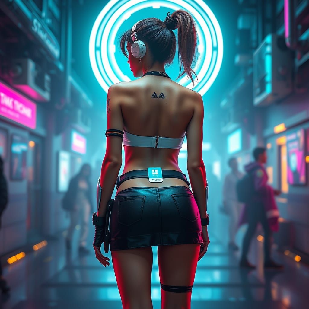 Cyberpunk Patrol: Stunning Woman with Cybernetic Implants