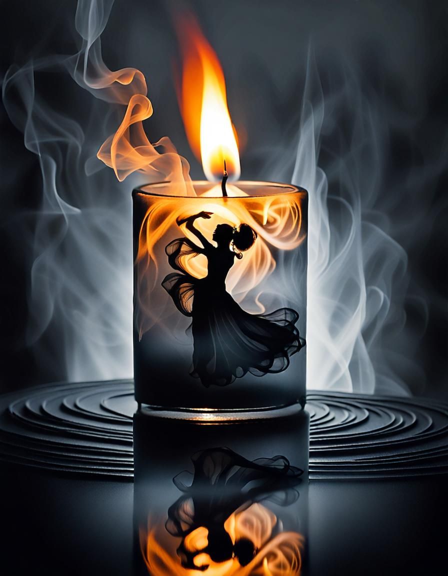 Flamenco Dancer Silhouette in Candle Smoke
