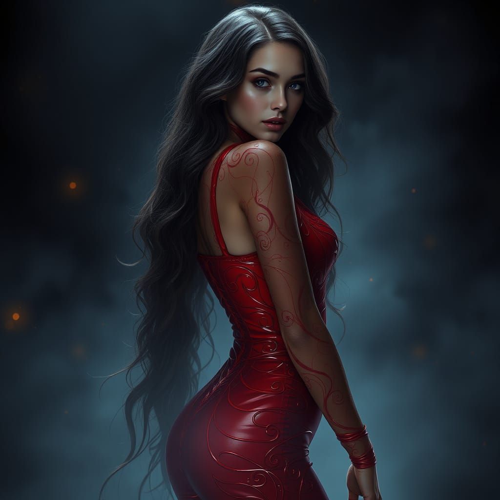Ethereal Goddess in Radiant Red Latex