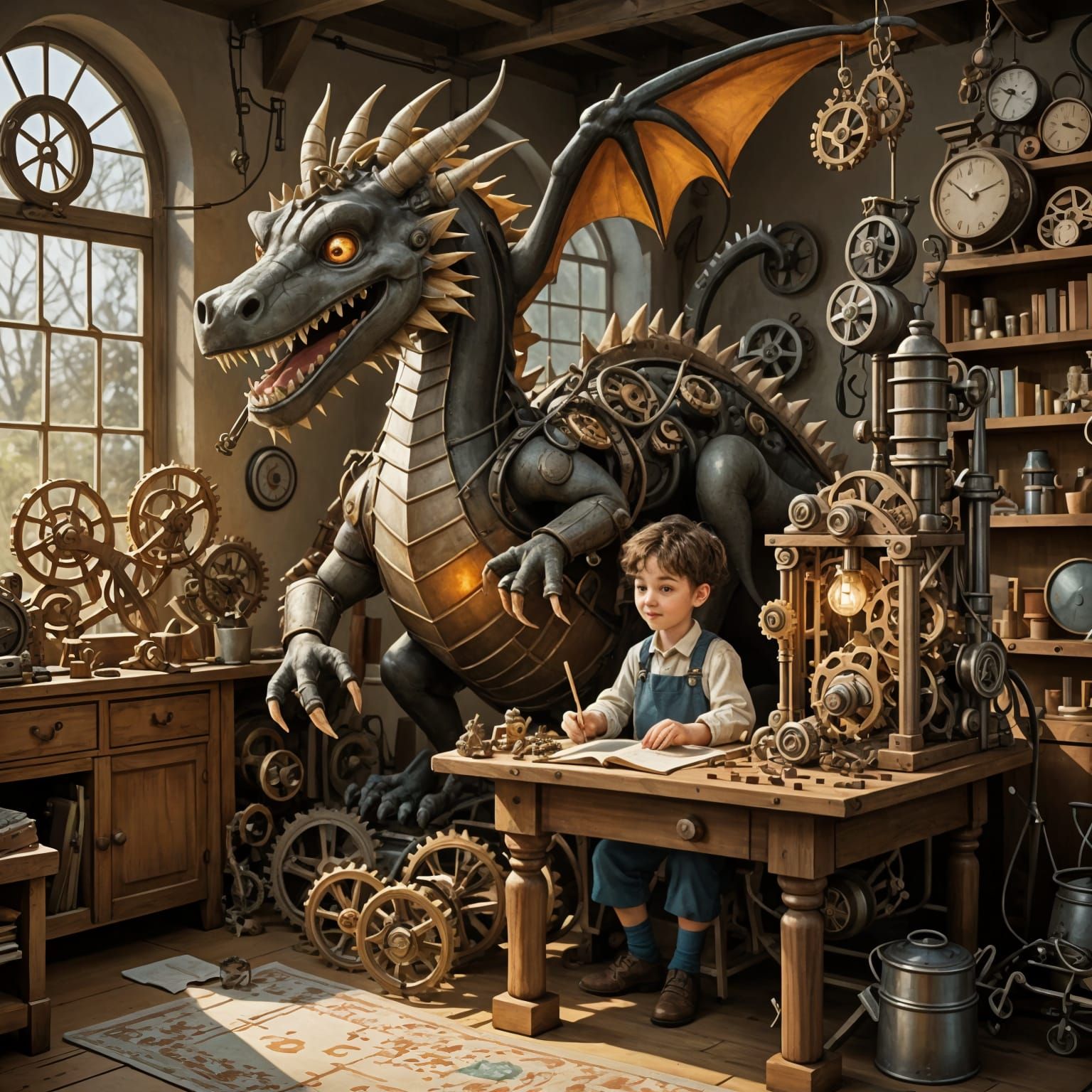 Steampunk Prince Builds Whimsical Dragon Catcher in Cozy Wor...