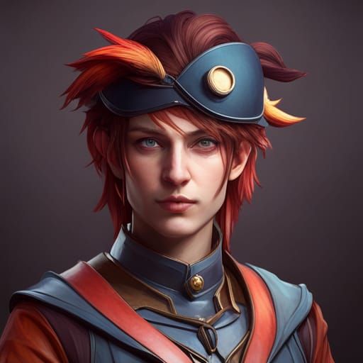 Detailed Woodpecker Portrait in Art Nouveau Style