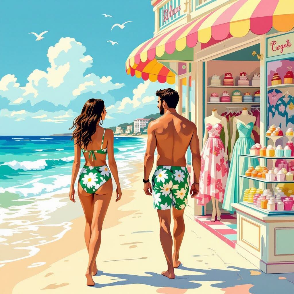 Couple Enjoys Ice Cream and Shopping in Dreamy Style