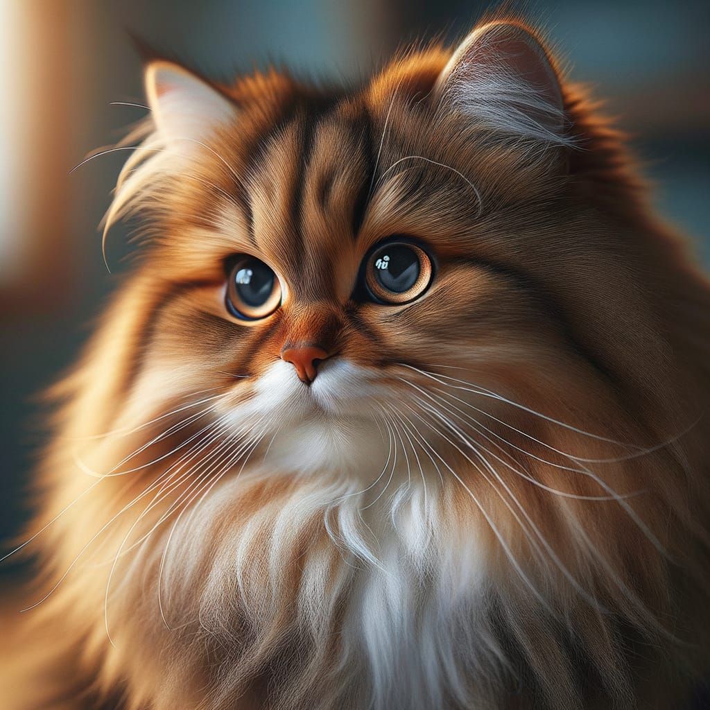 Hyper-Realistic Image of Adorable Fluffy Cat