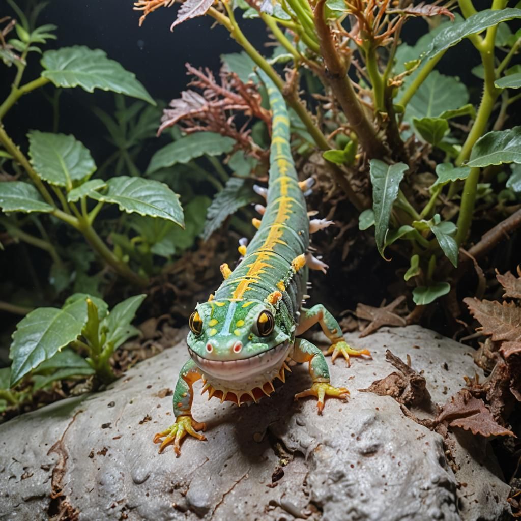 Spotted Caterpillar Gecko Salamander Hybrid Creature