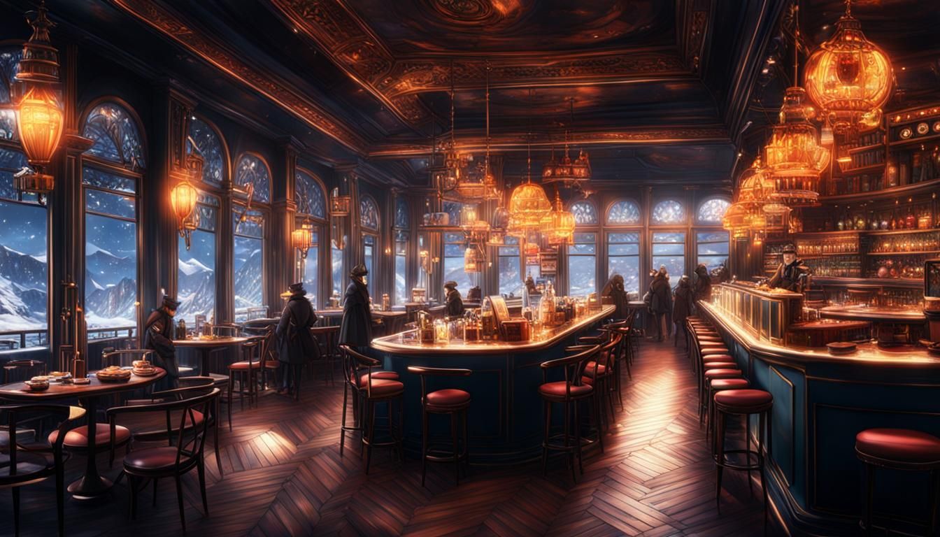 Anime Cafe in Winter: Digital Matte Painting