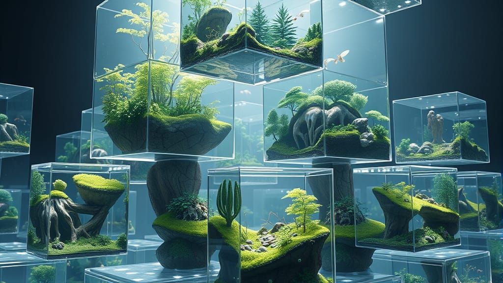 Hyper Realistic Glass Cubes Reveal Epic Ecosystems