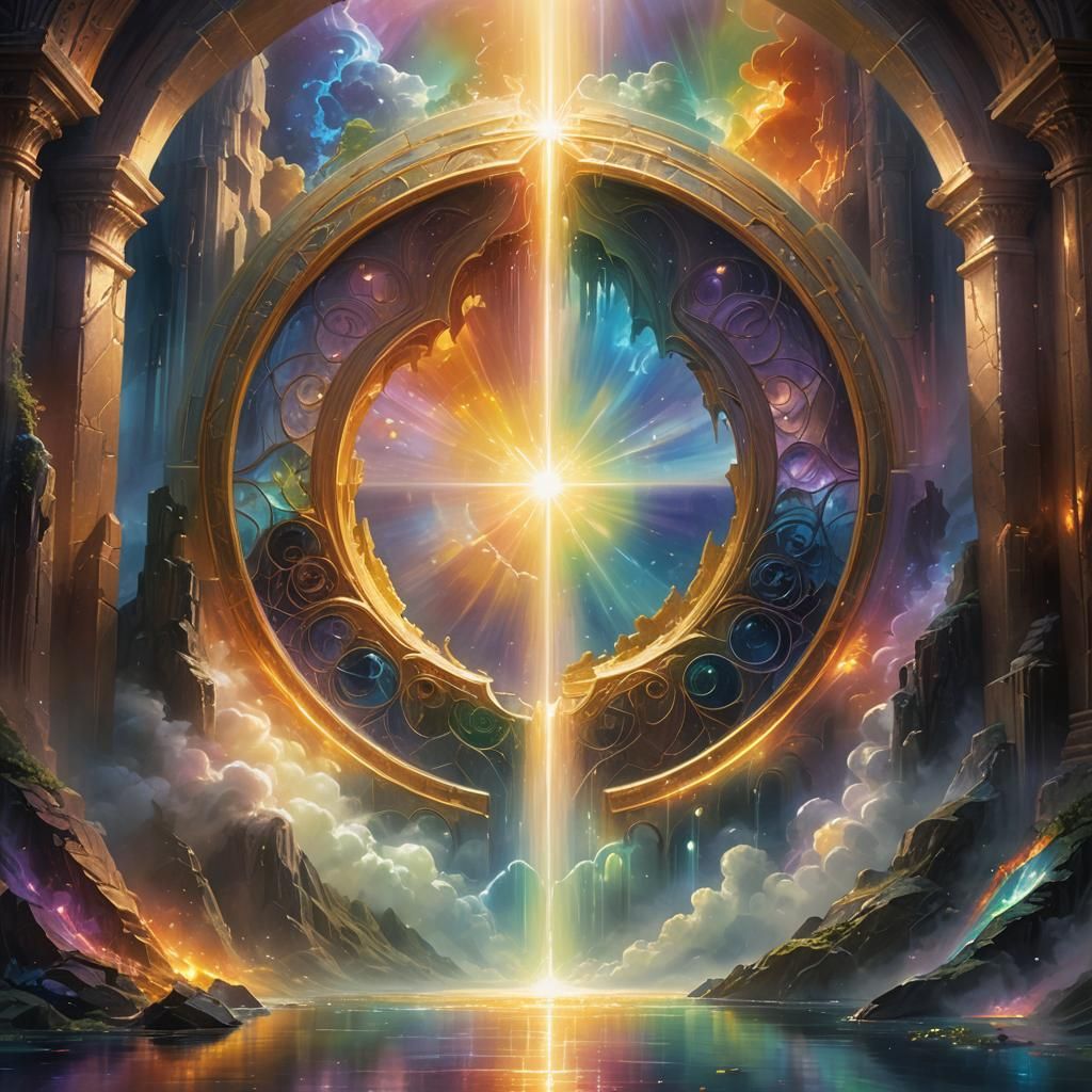 Mystical Glowing Portal with Rainbow Hues