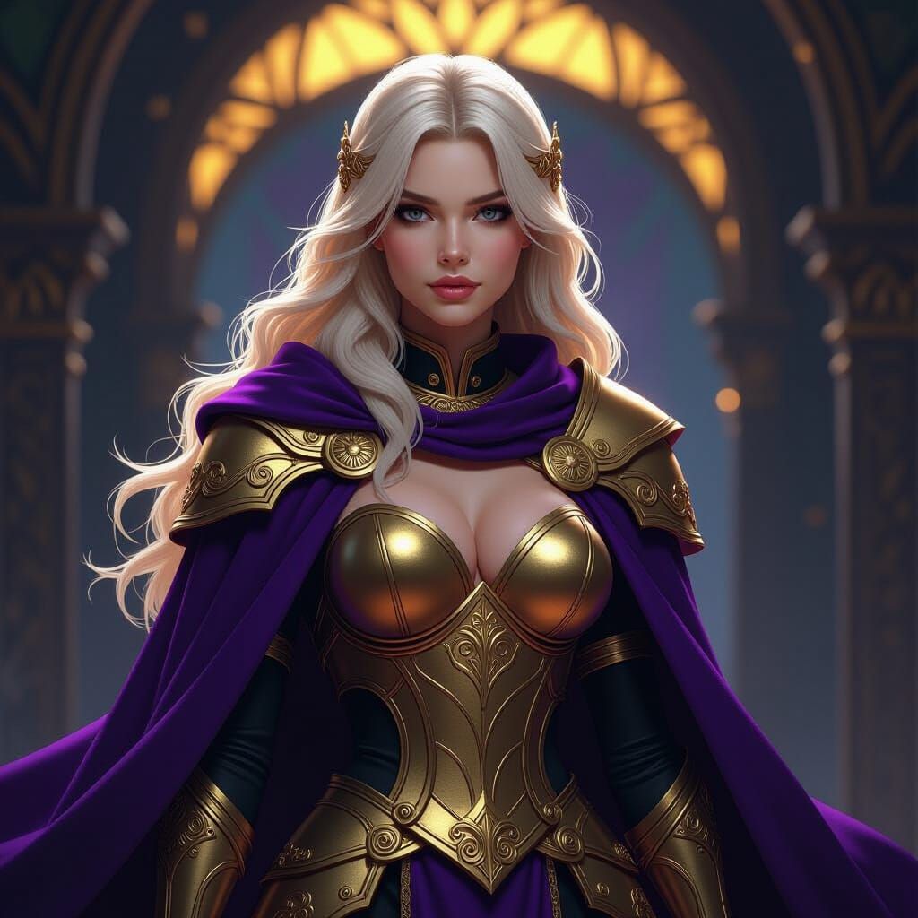 Golden Armored Warrior in Dark Fantasy Style