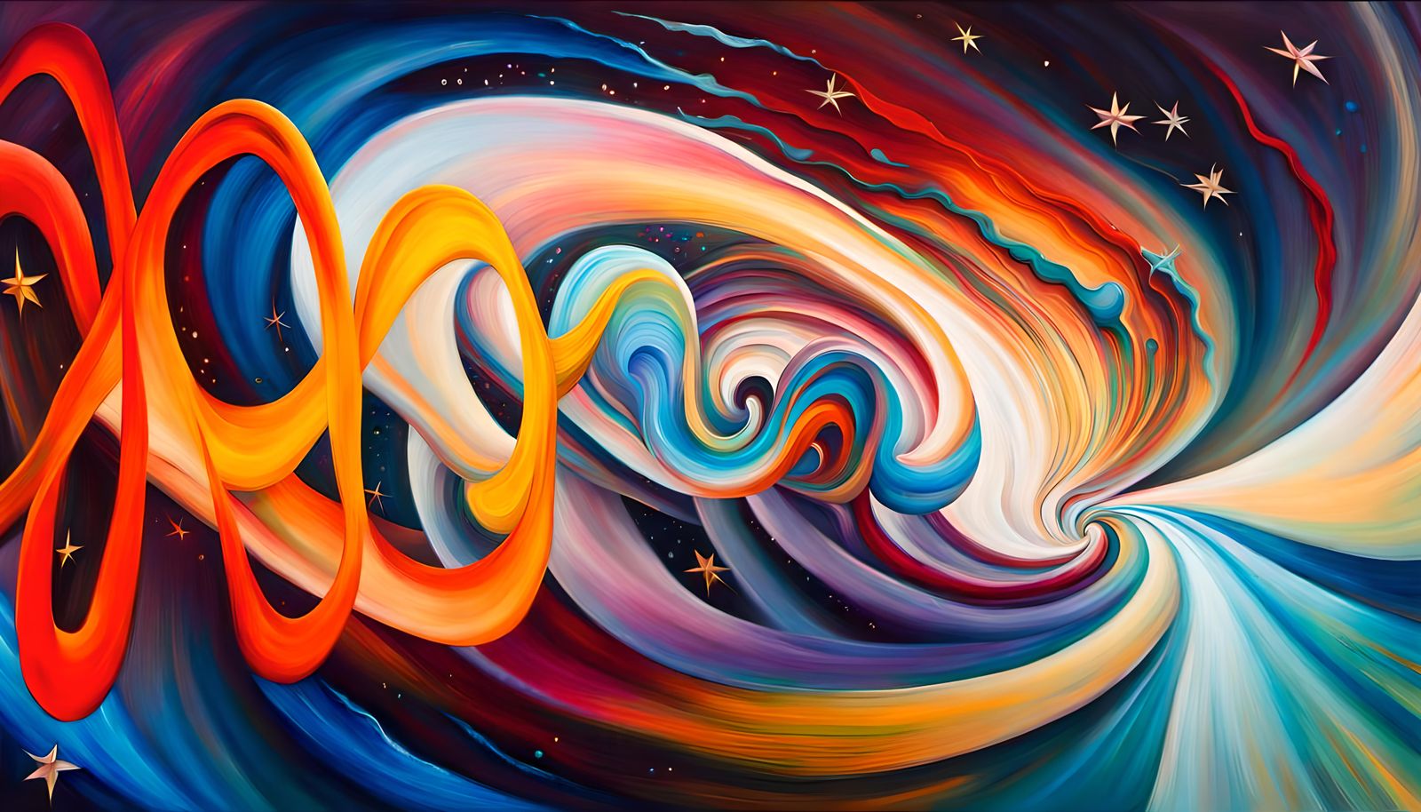 Electric Helix Vortex Star-Flower Impasto Painting