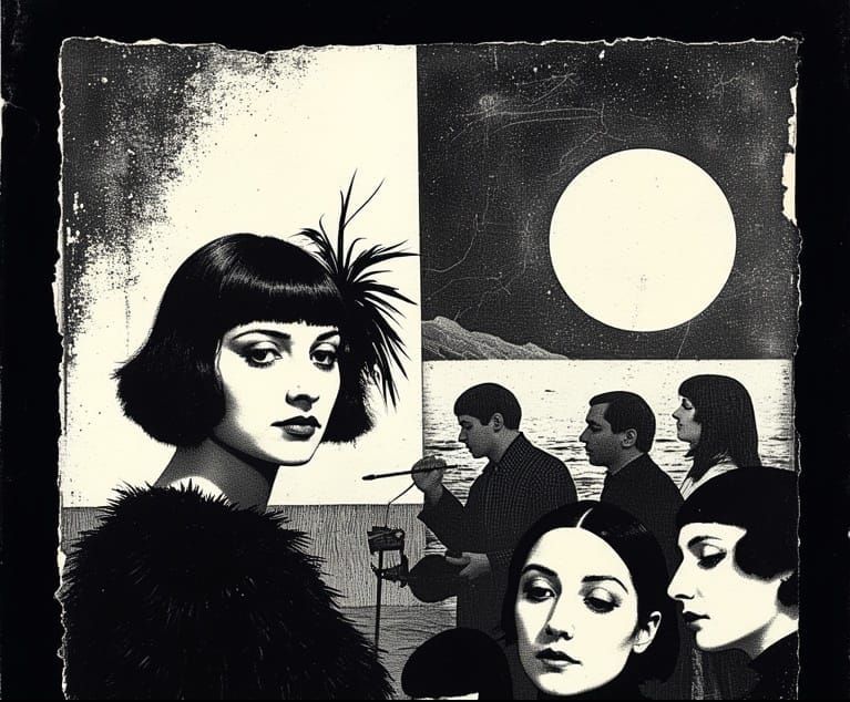 Weimar Republic Cabaret Poster in Expressionist Style