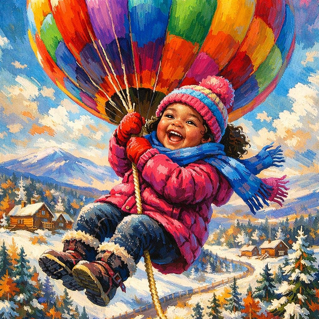 Girl Rides Colorful Balloon in North Georgia