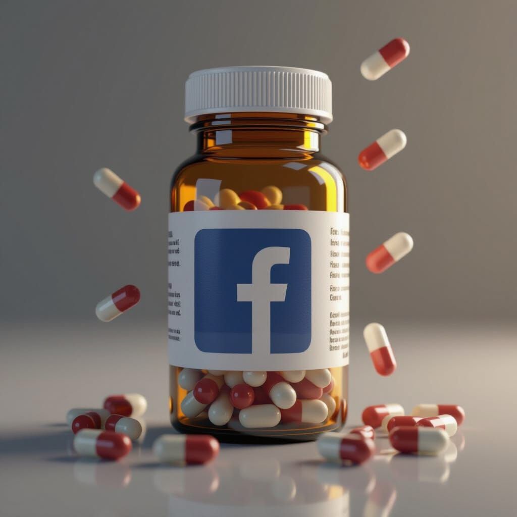 Facebook Pill Bottle in Photorealistic Style